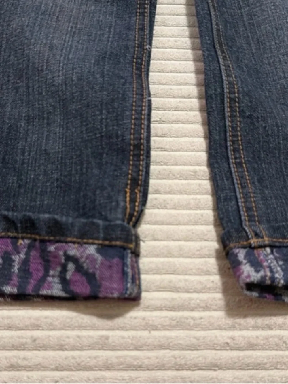 greendog Dark Denim Jeans with Pink Accent and Patterned Cuffs